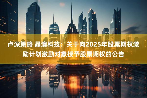 卢深策略 晶澳科技：关于向2025年股票期权激励计划激励对象授予股票期权的公告