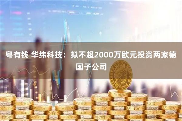 粤有钱 华纬科技：拟不超2000万欧元投资两家德国子公司